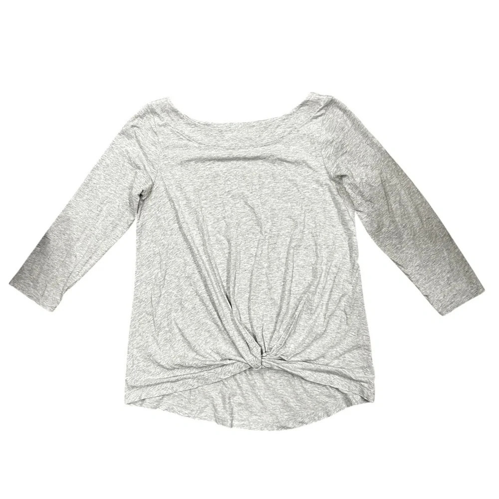 Lilly‎ Pulitzer Womens Small Maci Twist Front Tee Heather Grey 3/4 Sleeves EUC